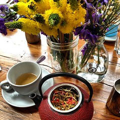 Tea and flowers.  #tea #floral #rain #sanfrancisco #latergram #sweet
