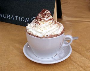 Cup of hot chocolate with whipped cream